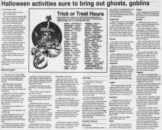 Halloween activities & Trick or Treat hours